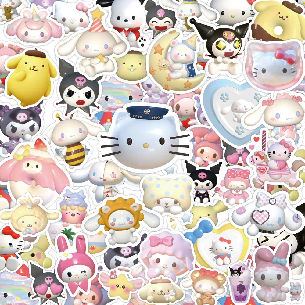 10/30/50pcs Cute Mixed Sanrio Stickers for Kids Kawaii HelloKitty Kuromi Cinnamoroll Cartoon Decal Toy DIY Notebook Phone Laptop