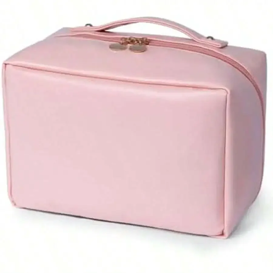 

Large Capacity Travel Makeup Bag With 180° Flat Open Design Waterproof PU Leather Cosmetic Organizer For Women