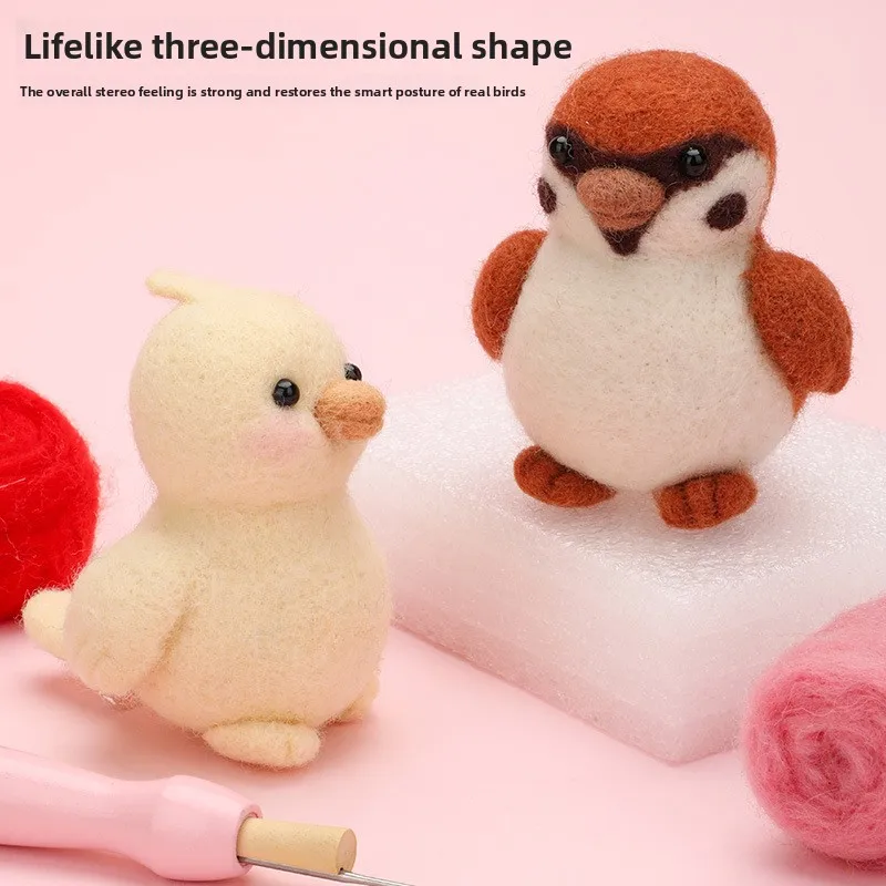 New Cute and Hot-selling Sparrow Dolls DIY Birds Popular Wool Felt Click-and-play Material Packs Creative Children's Gifts