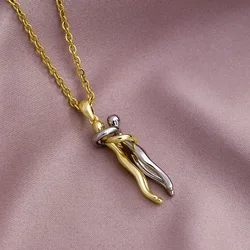 ANENJERY 316L Stainless Steel Couple Hug Pendant Necklace for Lover Anniversary Valentine's Day Wedding Classic Jewelry Gifts