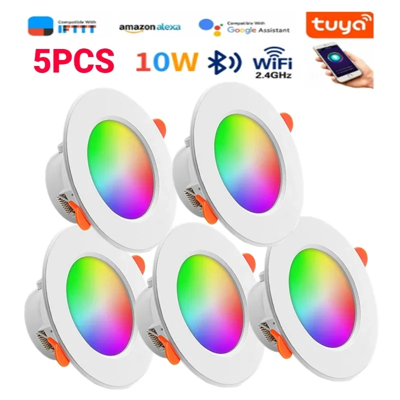 ALLOYSEED 1-15 Stück LED Down light Tuya 110/220V dimmbare Scheinwerfer Einbau runde Lichtfleck Bluetooth Lampe für Alexa Google Home 5