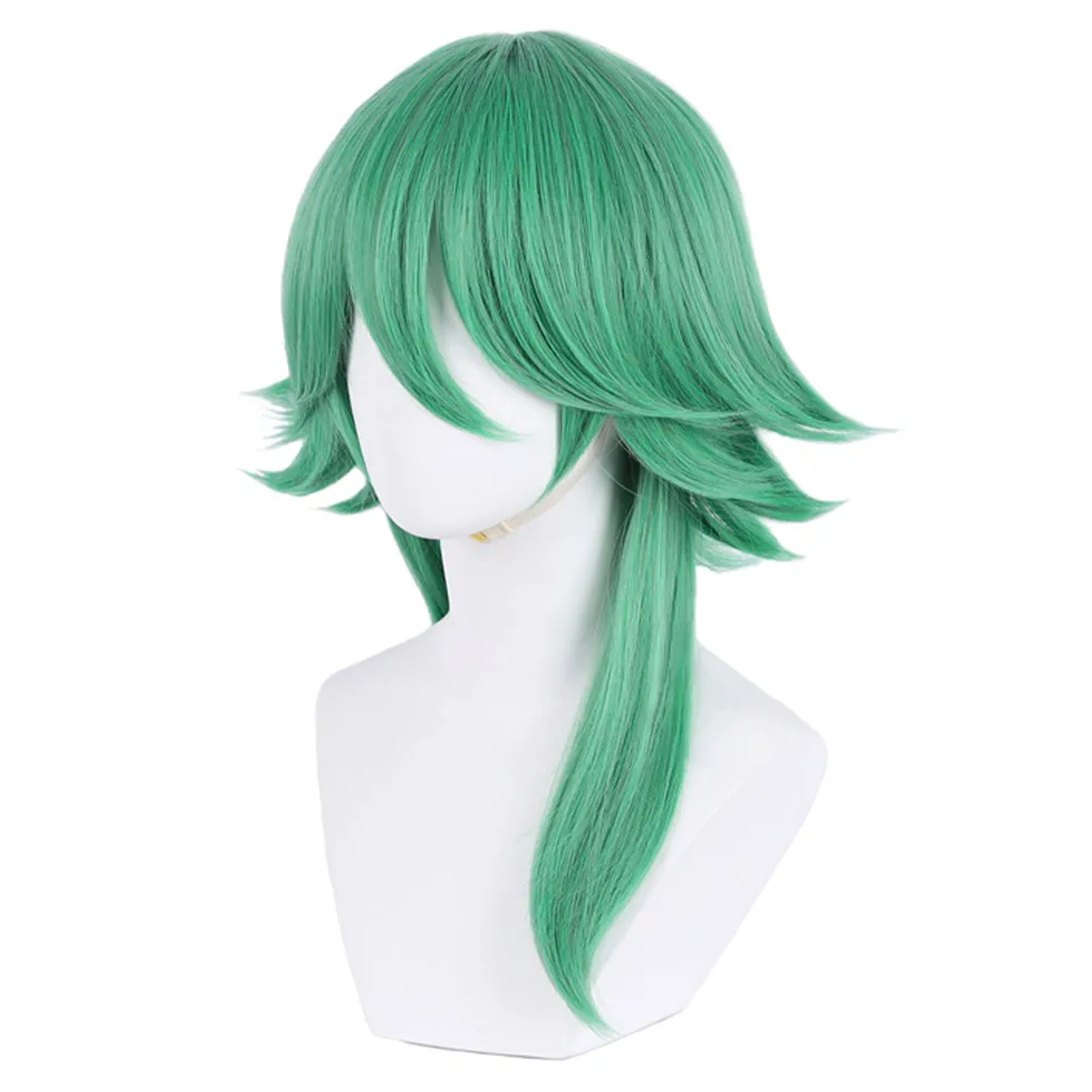 LoL Ezreal Cosplay peruca verde para homens e mulheres, óculos de sol disfarçados, cabelo sintético resistente ao calor, Halloween Carnival Party Prop