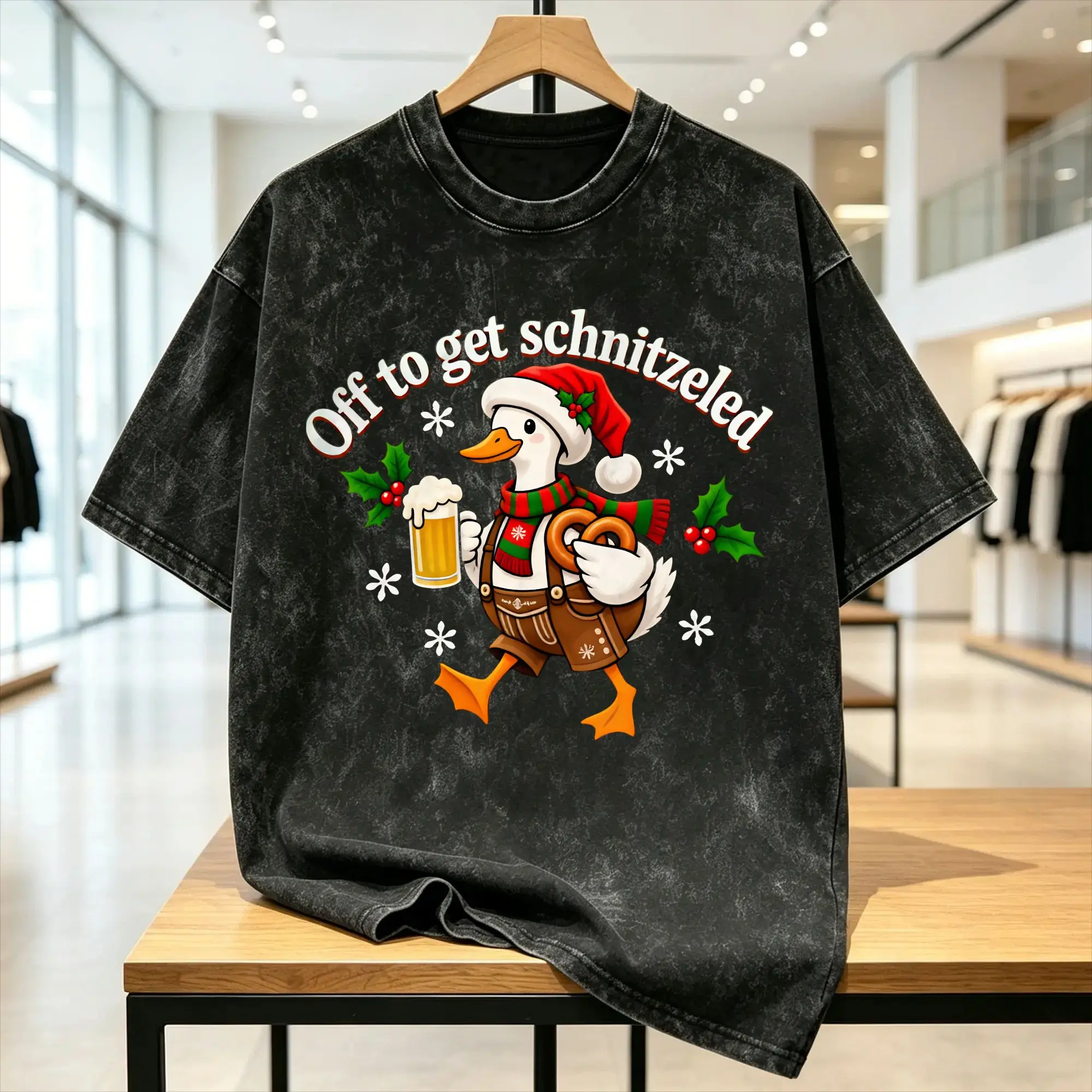 Couple T-Shirt Off to Get Schnitzeled Washed T Shirts Hip Hop Oktoberfest Beach Tee Shirt Streetwear Printed Casual Tops