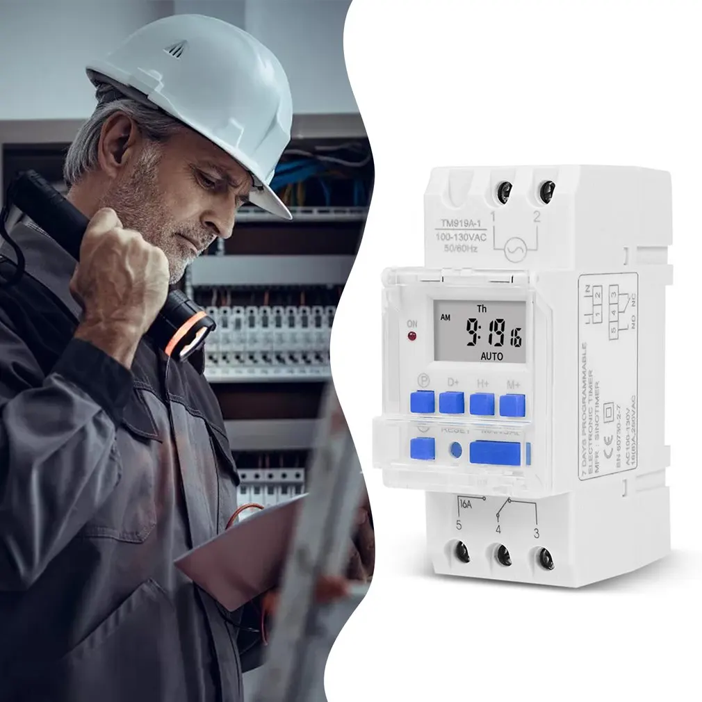 TM919A Time Controller 16A Din Rail Mount Electronic Weekly 7 Days Programmable Digital Industrial Relay Timer Switch Wholesale