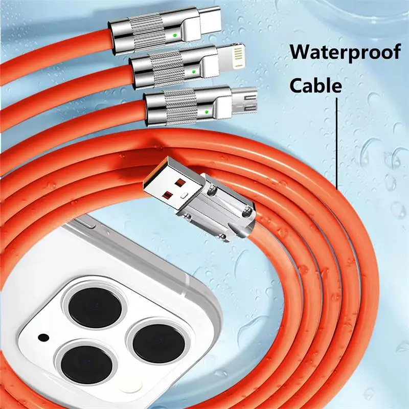 3 in 1 Fast Charging Cable for iPhone iPad Samsung Android Smart Phone(1.2M/4FT) image 4