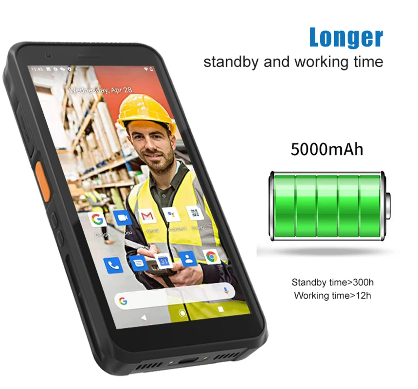 Dispositivo industrial inalámbrico del lector Rfid del escáner del código de barras del PDA Android 10 1D 2D QR resistente