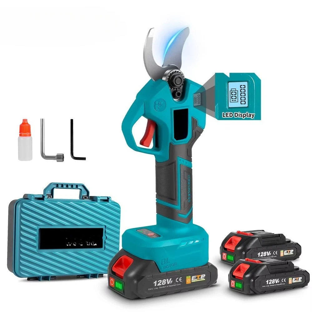 

3 mm 4 Gear Brushless Electric Pruning Shears Cordless Rechargeable Garden Fruit Tree Scissors Tool for 18V Battery