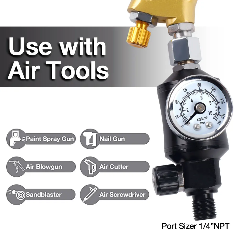 Spray Gun Air Pressure Regulator With Oil And Water Separator, G1/4 Standard Thread, Paint Spray Gun Regulator, General Air Tool