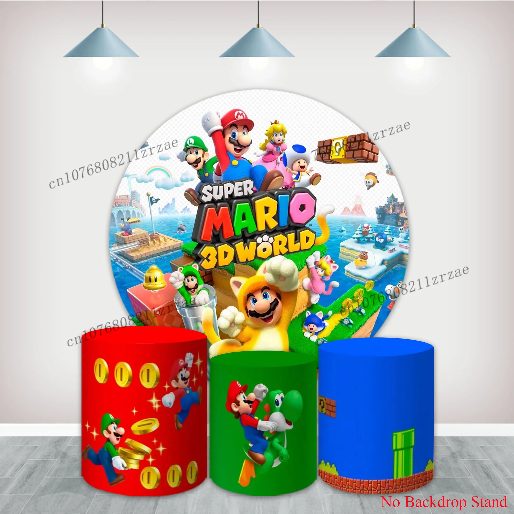 

Super Mario Theme Round Backdrop Kid Boy Birthday Party Decor Baby Shower Banner Poster Background Wall Photography Studio Props