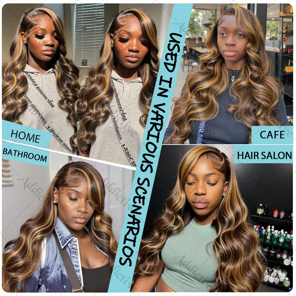 30 40 Inch 4/27 Highlight Body Wave 13x4 Human Hair Lace Frontal Wigs 200Density Colored Ombre 13x6 HD Lace Front Wig For Women