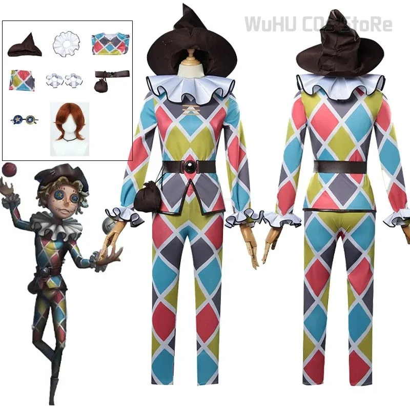 

aaa12 3Mike Morton /Acrobat Cos Identity V Anime Man Woman Cosplay Costume Full Set Top + Pants + Belt +Hat Wig Halloween Rolepl