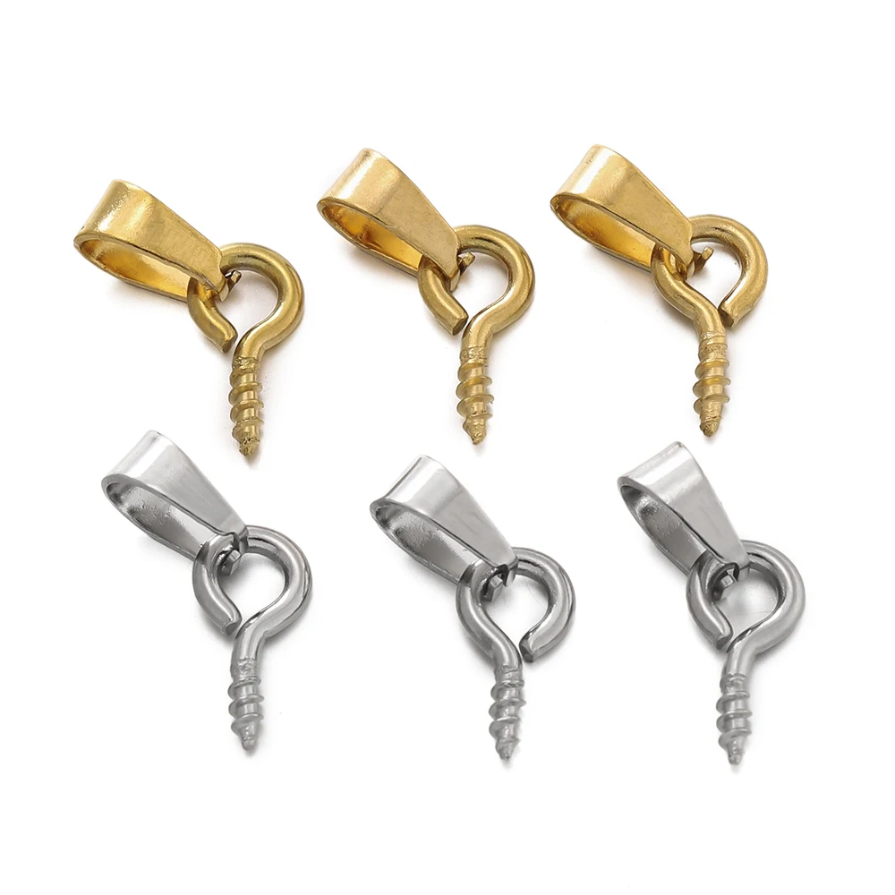 

20pcs/lot Stainless Steel Screw Eye Pins Bail Top Drilled Beads Pendant Connectors for DIY Jewelry Making