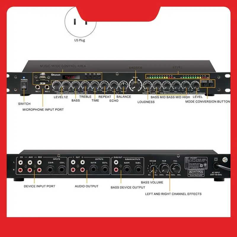Professional Sound Peripheral Equipments Stereo Digital Reverberation Multi Effect DSP Processor Audio Processor