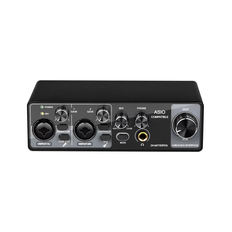

MQ22 Professional 2 Channel USB Studio Sound Card External 24bit 192khz Recording Studio Equipment
