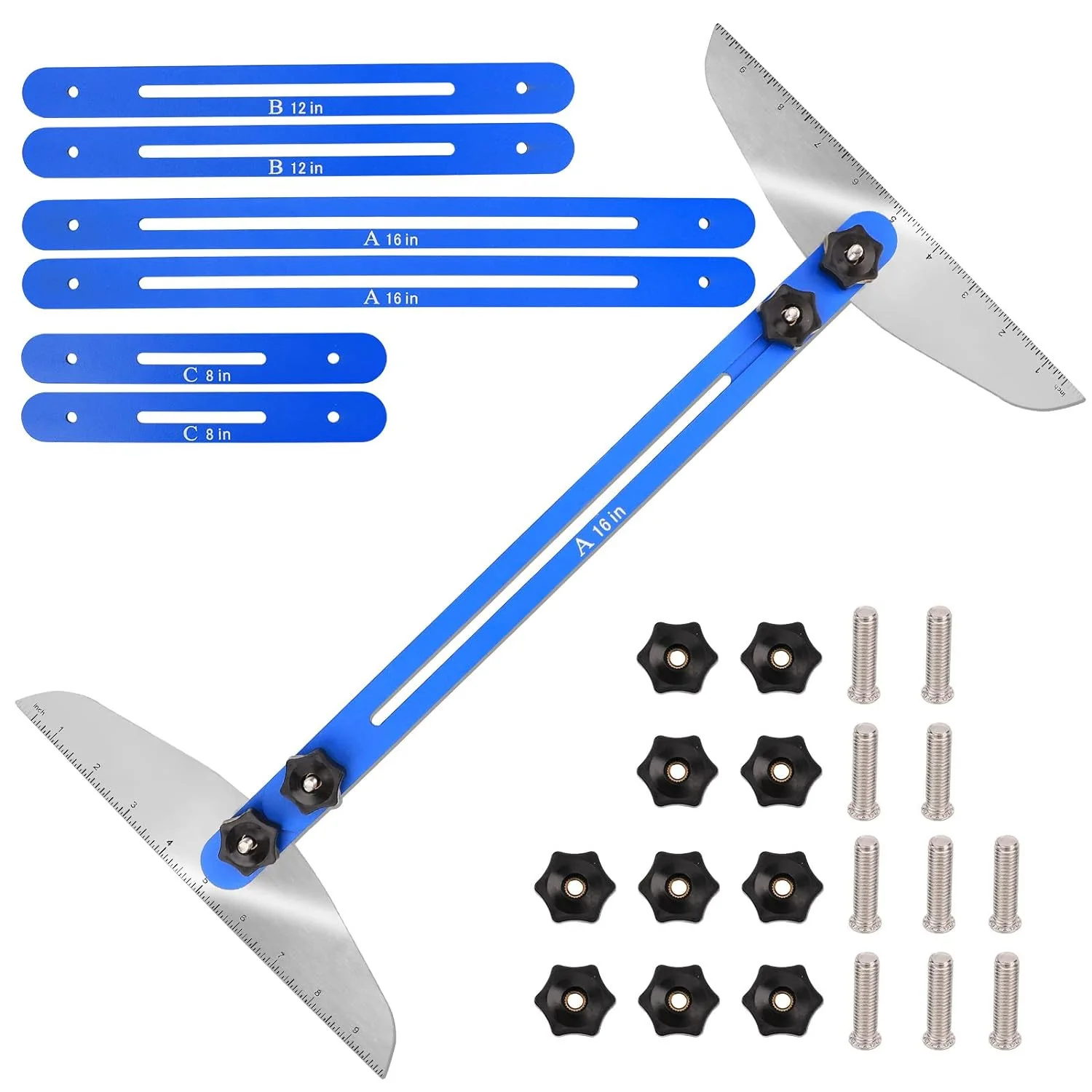 

11-60In Stair Tread Template Tool Metal Measuring Stair Tool Adjustable Stair Tread Gauge for Layout Cutting Perfect Stairs set