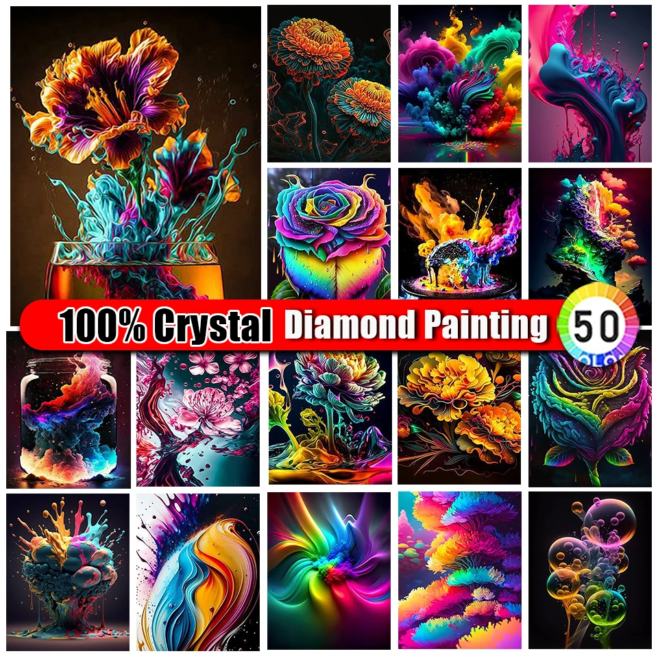 

Merdika 100% Crystal Diamond Painting Flower Colorful Diamond Embroidery Lotus Picture Mosaic DIY Cross Stitch Set Home Decor