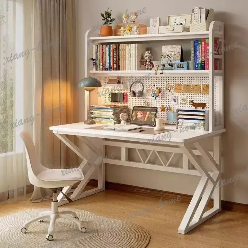 Simple Computer Desk Office Writing Desk Household Desk Bedroom Student Bookshelf Integrated with Hole Board
