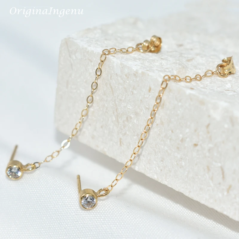 Gold Filled Chain Earrings Gold Wrap Earrings Handmade Korean Jewelry  Brincos Minimalism Pendientes Earrings for Women