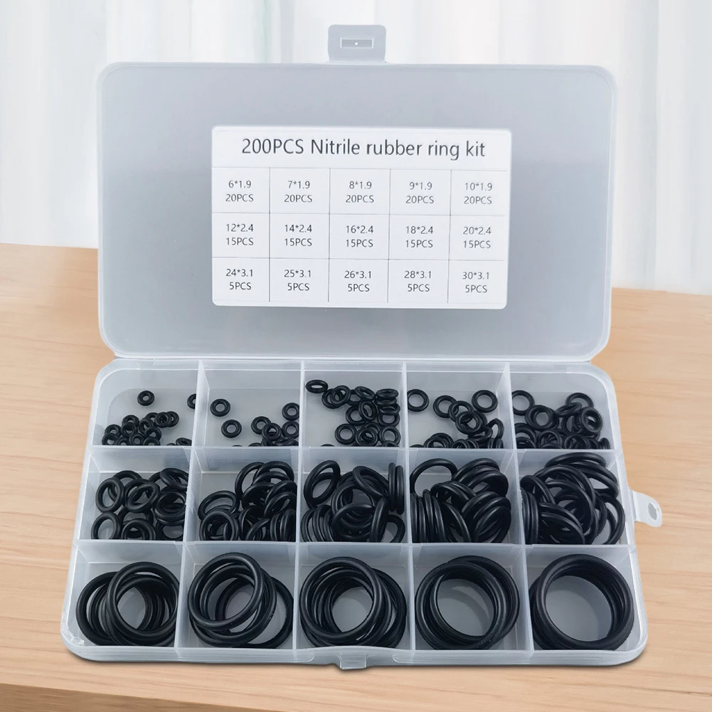 200 Stuks Olie-proof Wasmachine Combo Set Waterdichte Hoge Druk O-Ringen Reparatie Kit Afdichting Elastische Band O rubberen Ringen Set