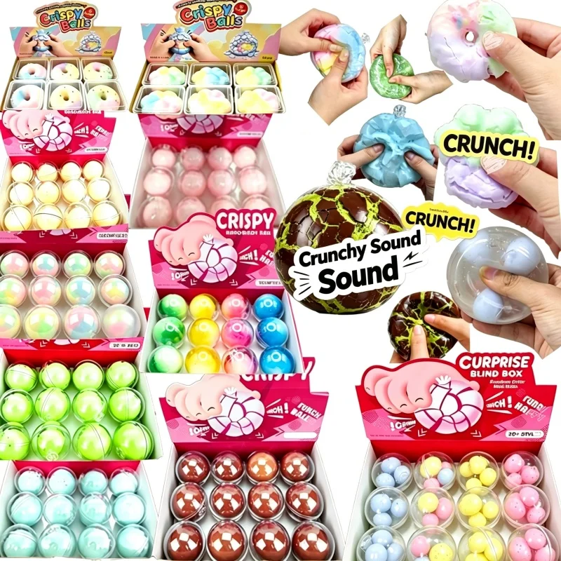 10pcs Squishy Stress Balls Wax Skin Squeeze Toy Sensory Fidget Toy Soothing Relieving Stress For Adult Gifts Crackle Sounds