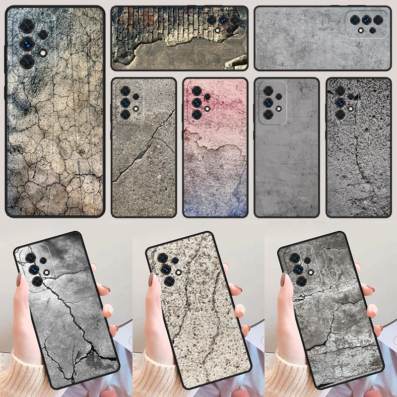 Concrete cracked stone Texture For Samsung A52 A72 A73 A20e A21S A50 A70 A11 A12 A42 A31 A40 A51 A71 A32 A80 Phone Case Cover