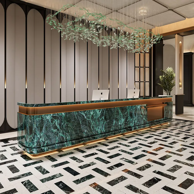 az-Hotel Bar Front Desk Reception Counter Cashier Light Luxury MDF High-End Custom Complete Set Service Counter Table@