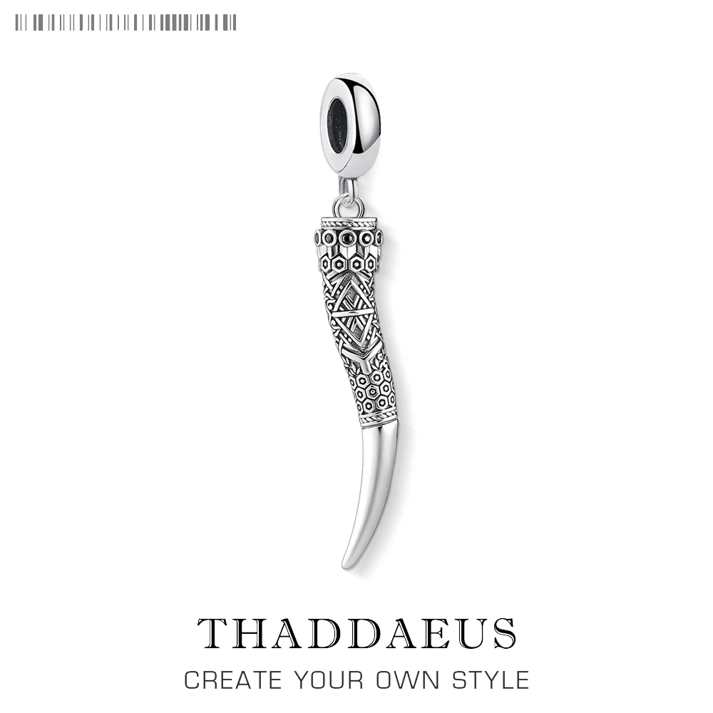 قلادة القرن النمر الأسنان غرامة مجوهرات نقية 925 فضة الشرير المتمردين هدية للرجال