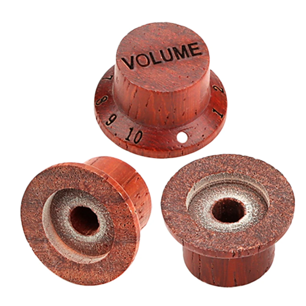 

3 Pcs Musical Instrument Guitar Knob Universal Bass Wooden Electric Volume Knobs