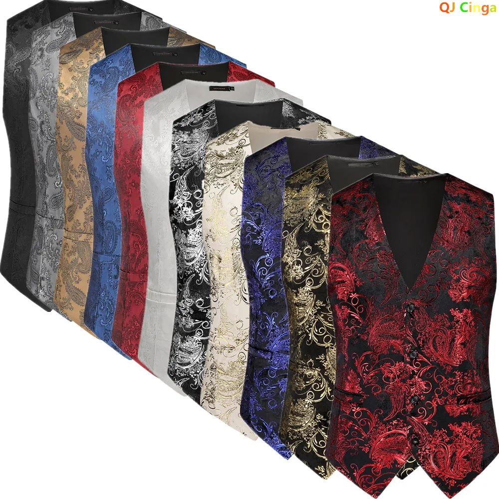 

Мужской жилет-безрукавка в стиле стимпанк, однобортный, с V-образным вырезом, золотой, серебряный, красный, для свадеб и вечеринок, азиатские размеры, 2026