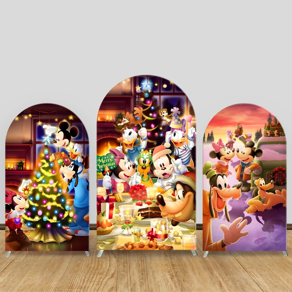 

Christmas Mickey Mouse Clubhouse Arch Backdrop Cover Disney Theme Kids Birthday Party Decorations Xmas Photography Background