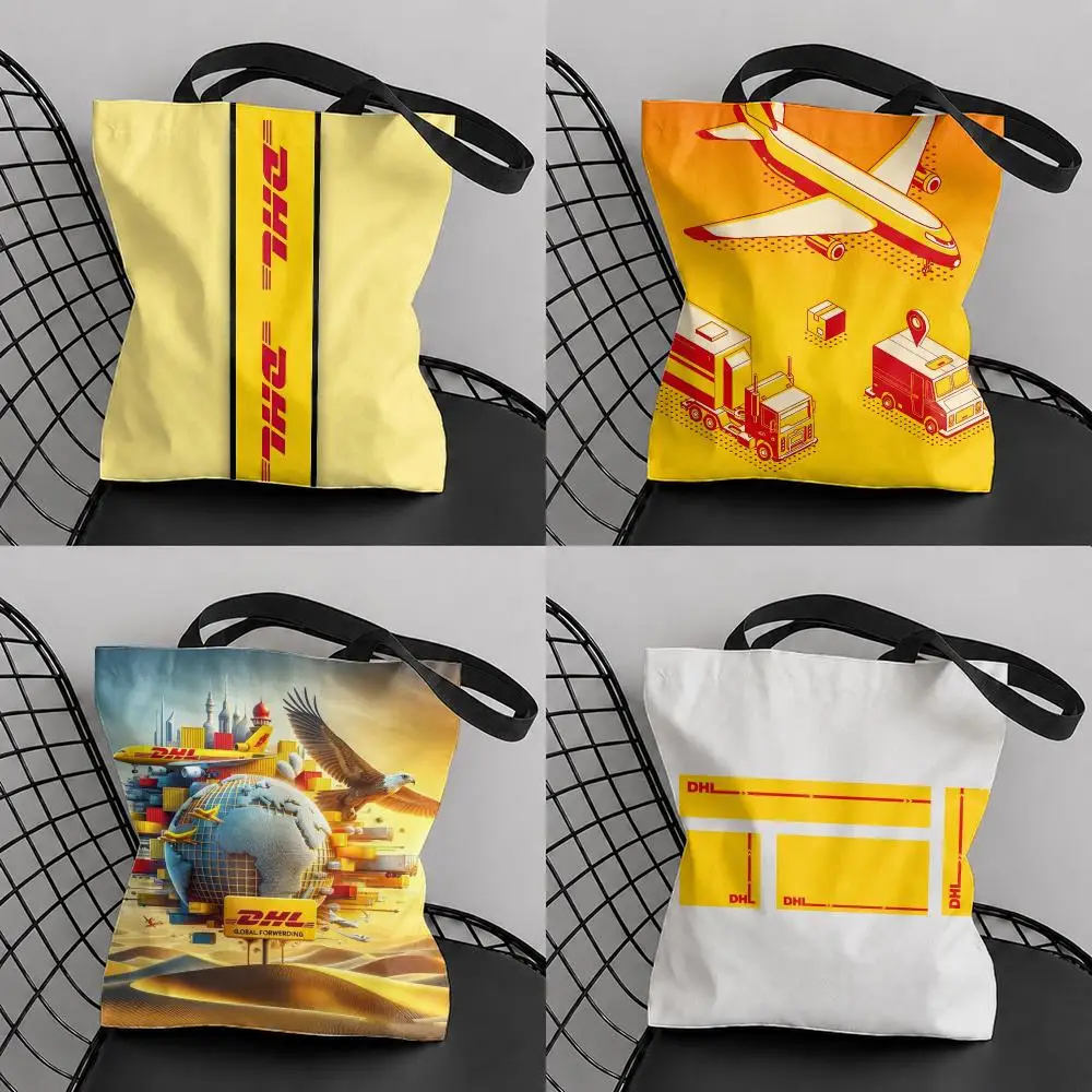 Brand D-DHL Express Storage Bags Structured Canvas Tote Bag Large Aesthetic Shoulder Handbag Reusable Casual Shopping Bags