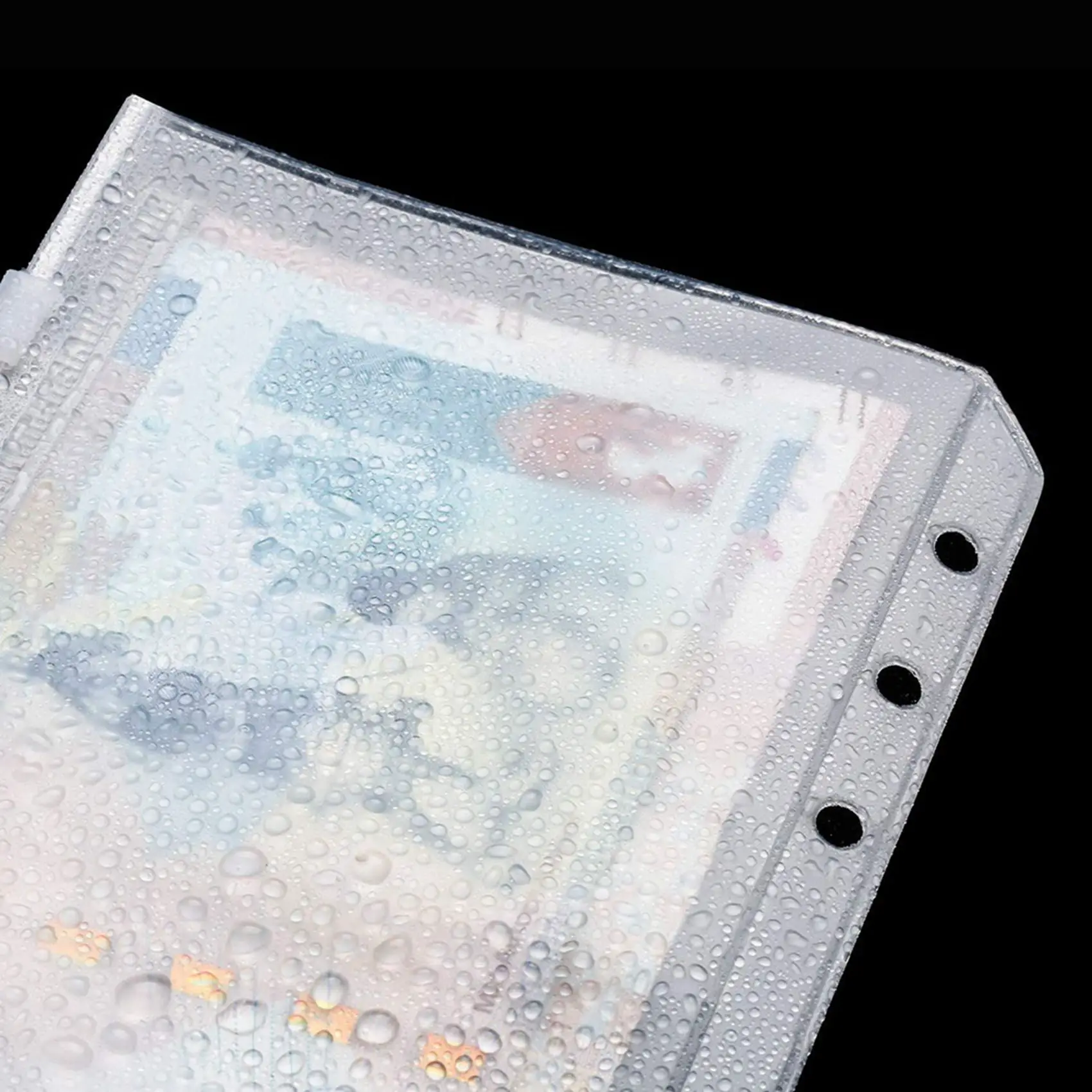 delicate-texture-102-pcs-binder-pockets-a6-size-6-holes-zipper-binder-pouch-folders-clear-waterproof-pvc-loose-leaf-bags