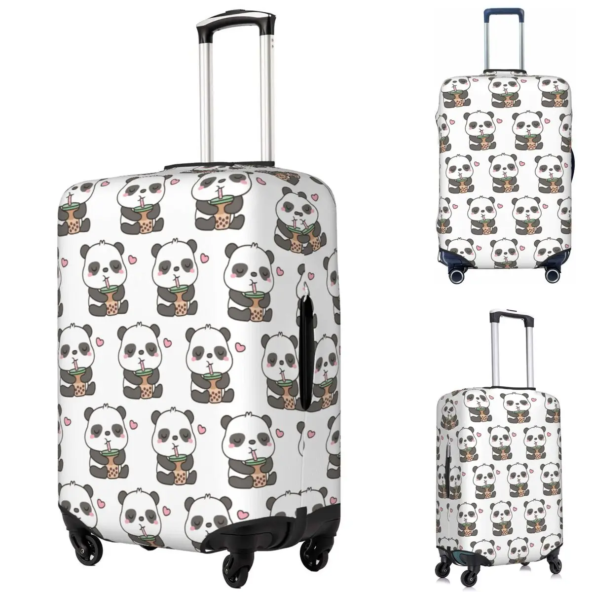 

Защитный чехол для чемодана Cute Little Panda Enjoying Boba T, эластичные защитные чехлы для дорожного багажа для 18-32 дюймов