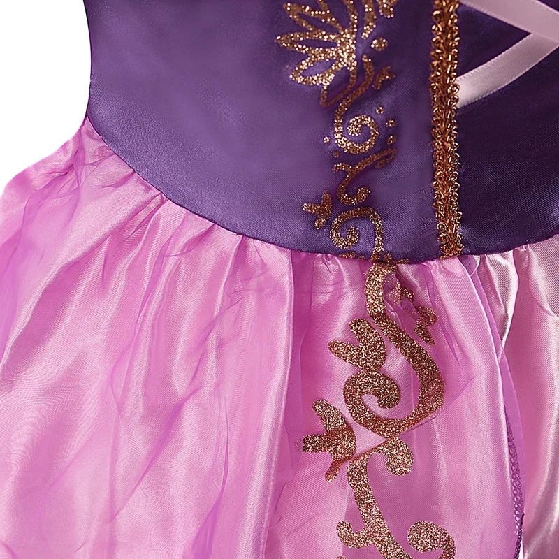 Vestido de princesa Rapunzel para niñas de 2 a 8 años, disfraz de verano, peluca de Rapunzel, disfraz de fantasía para fiesta de cumpleaños y Navidad