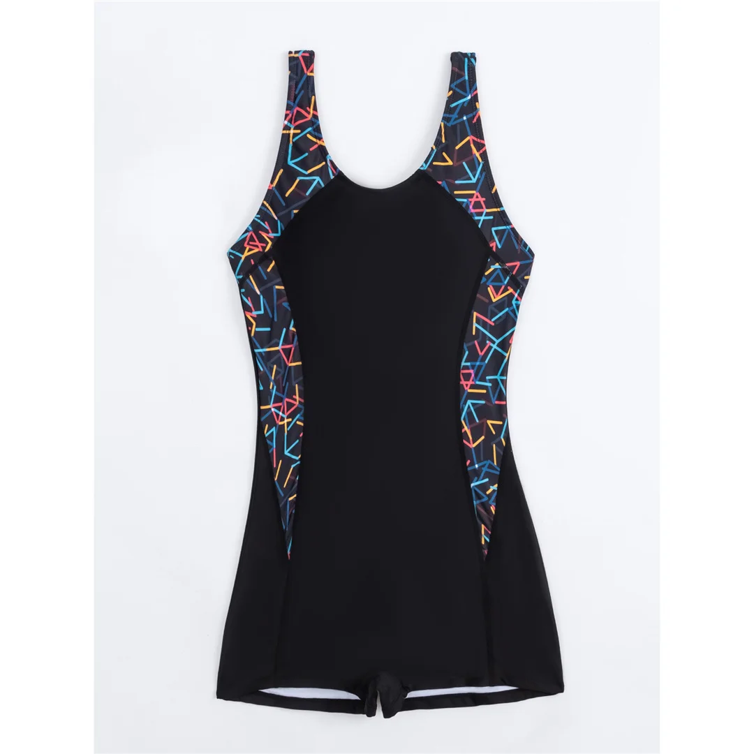 S - XXL 2026 Neuer bedruckter, einteiliger Badeanzug mit Splicing-Design für Damen, rückenfreier, gepolsterter Badeanzug mit Shorts, Badebekleidung, Badeanzug V7770 – Detail 11