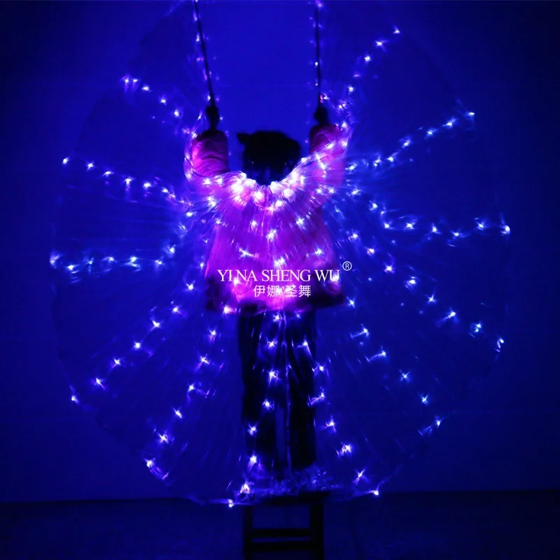 2018 أحدث الأطفال LED أجنحة أزياء الرقص الشرقي 360 المرحلة المصرية أداء الاطفال DJ LED أجنحة