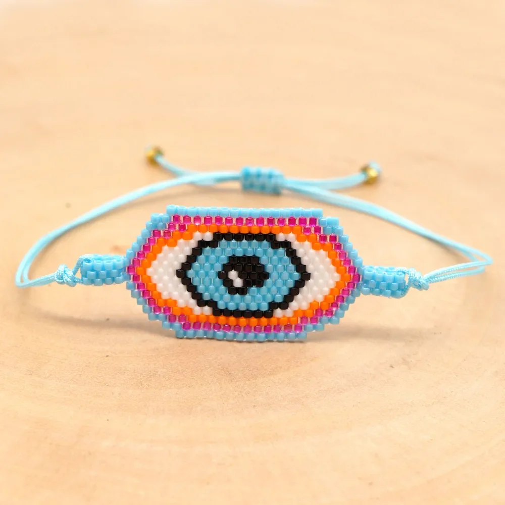 Beaded bracelet Originality Devil's eye Hand knitting Bohemia Adjustable Design Tide Simple Rice bead bracelet