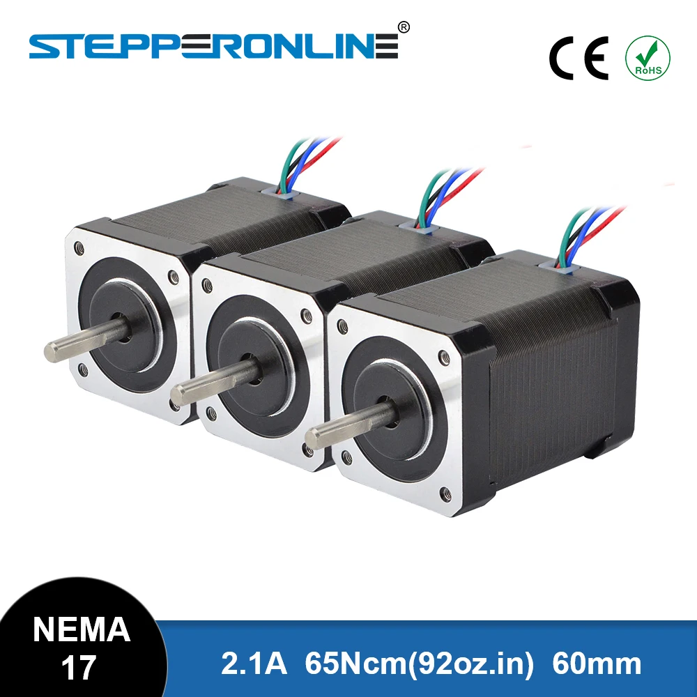 

3PCS Nema 17 Stepper Motor 60mm 65Ncm(92oz.in) 2.1A 4-lead Nema17 Step Motor 42BYGH for 3D Printer CNC XYZ Motor