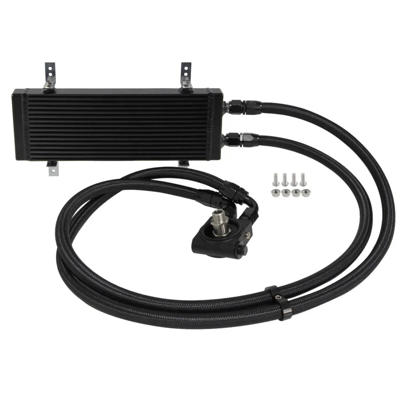S/M/L المزدوج تمرير بار ولوحة زيت المحرك برودة ترموستاتي تصفية محول خرطوم عدة 10AN 7/8 "-14 UNF CNC الألومنيوم الأسود