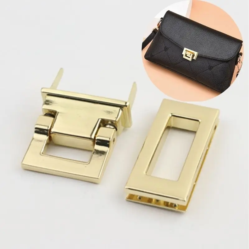 DIY Mortise Square Metal Square Tiny Bag Turn Lock Twist Lock Clasp Leather Craft Women Bag Handbag Shoulder Bag Purse Hardware