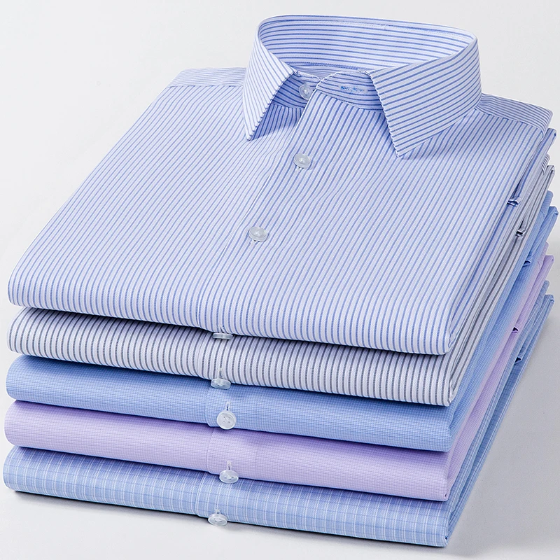 Easy Care Anti-Wrinkle Men Shirt Long Sleeves Dress Shirt Camisa Social Business Shirts Men Casual Long Sleeved White Black Blue