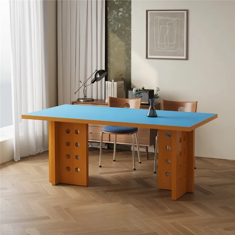 

French medieval cross rock slab dining table Nordic retro desk household size rectangular dining table