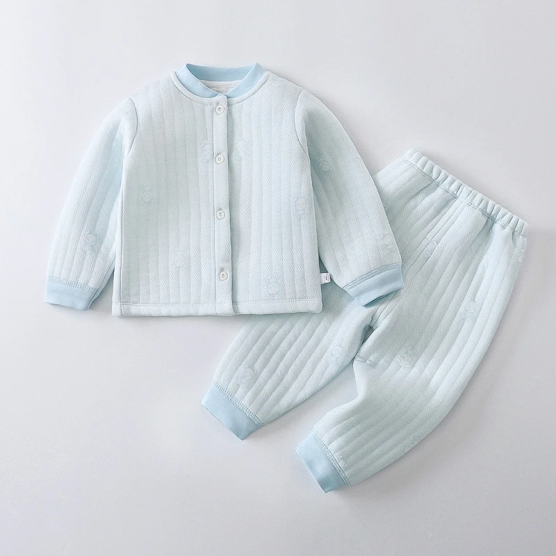 Unisex Baby Fall & Winter Cotton Thickened Set Cute Animal Print Cardigan Top & Pants Halloween Warm Outfit for Boys & Girls