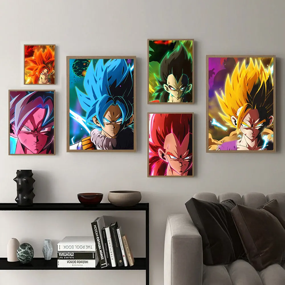 Anime Dragon Ball Goku Posters on Wall Peripherals Canvas Painting Cartoon Vegeta Head Picture for Kids Bedroom Decor Cuadros