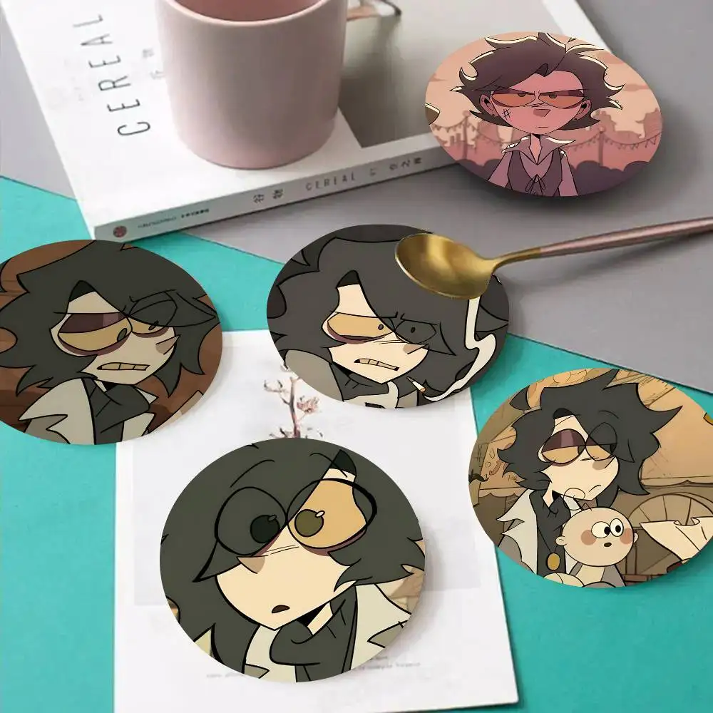1pc Stone R-RamshackleS Wooden Coaster Colour Printing Cup Mat Home Desk Decoration Gifts