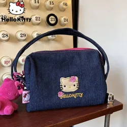 Sanrio Hello Kitty haftowana torba pod pachami amerykański styl vintage niebieska kowbojska torebka Y2k Kawaii Cartoon moda wszechstronna torba