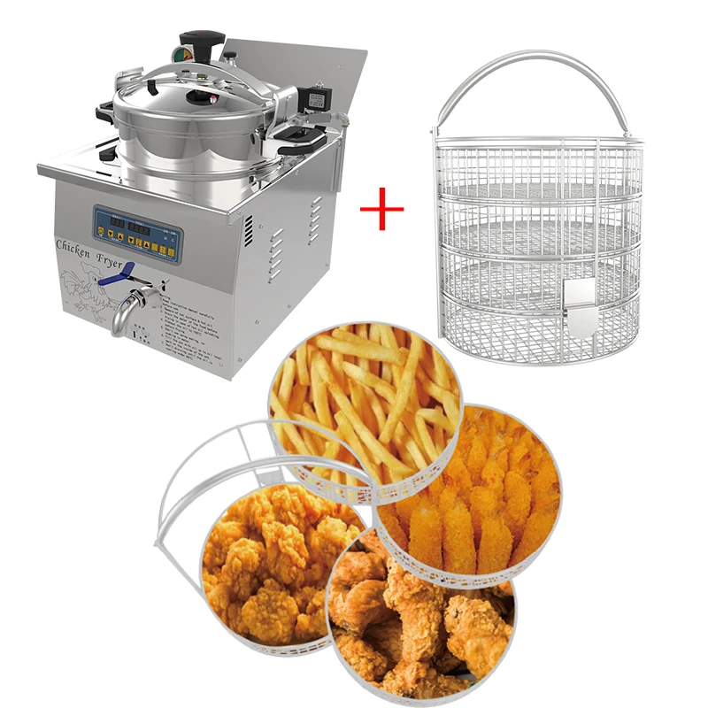 Stainless Steel Counter Top Pressure Fryer Pot Electric Chicken Deep Fryer Machine Explosion-Proof Fried Chicken Chops And Chips