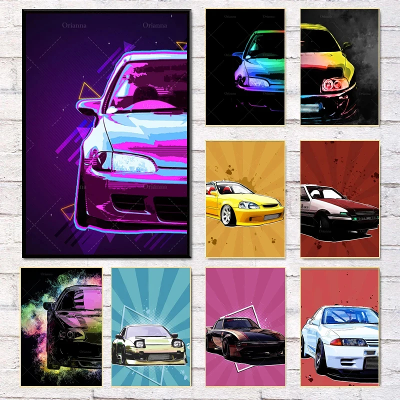 

Sports Car Canvas Painting Wall Art Modern Japanese Style Graffiti Modular Picture Posters and Prints for Living Room Home Decor