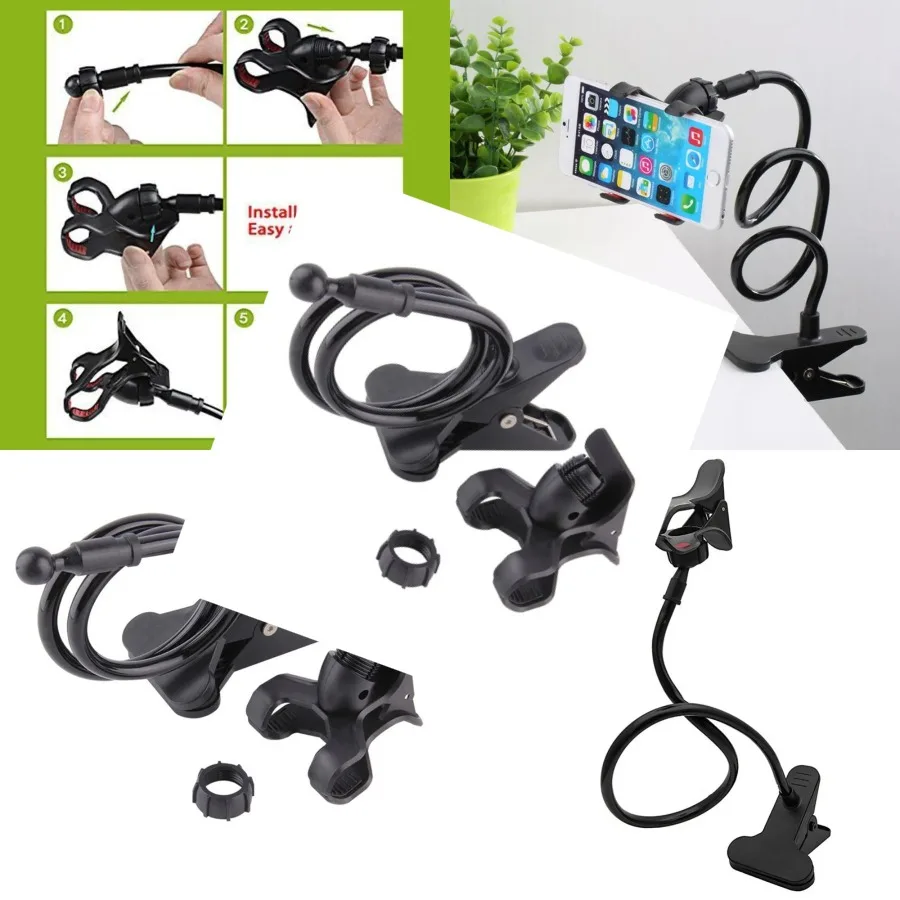 

Universal Lazy Mobile Phone Gooseneck Stand Holder Stents Flexible Bed Desk Table Clip Bracket for Phone Flexible Holder Arm