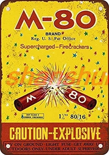 M-80 Supercharged Firecrackers Vintage Look Reproduction Metal Tin Sign 8X12 Inches